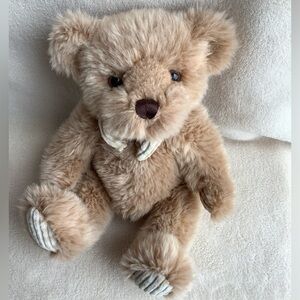 Carlton Cards Tan Plush Bear Corduroy Paws and Bow Stuffed Animal Toy